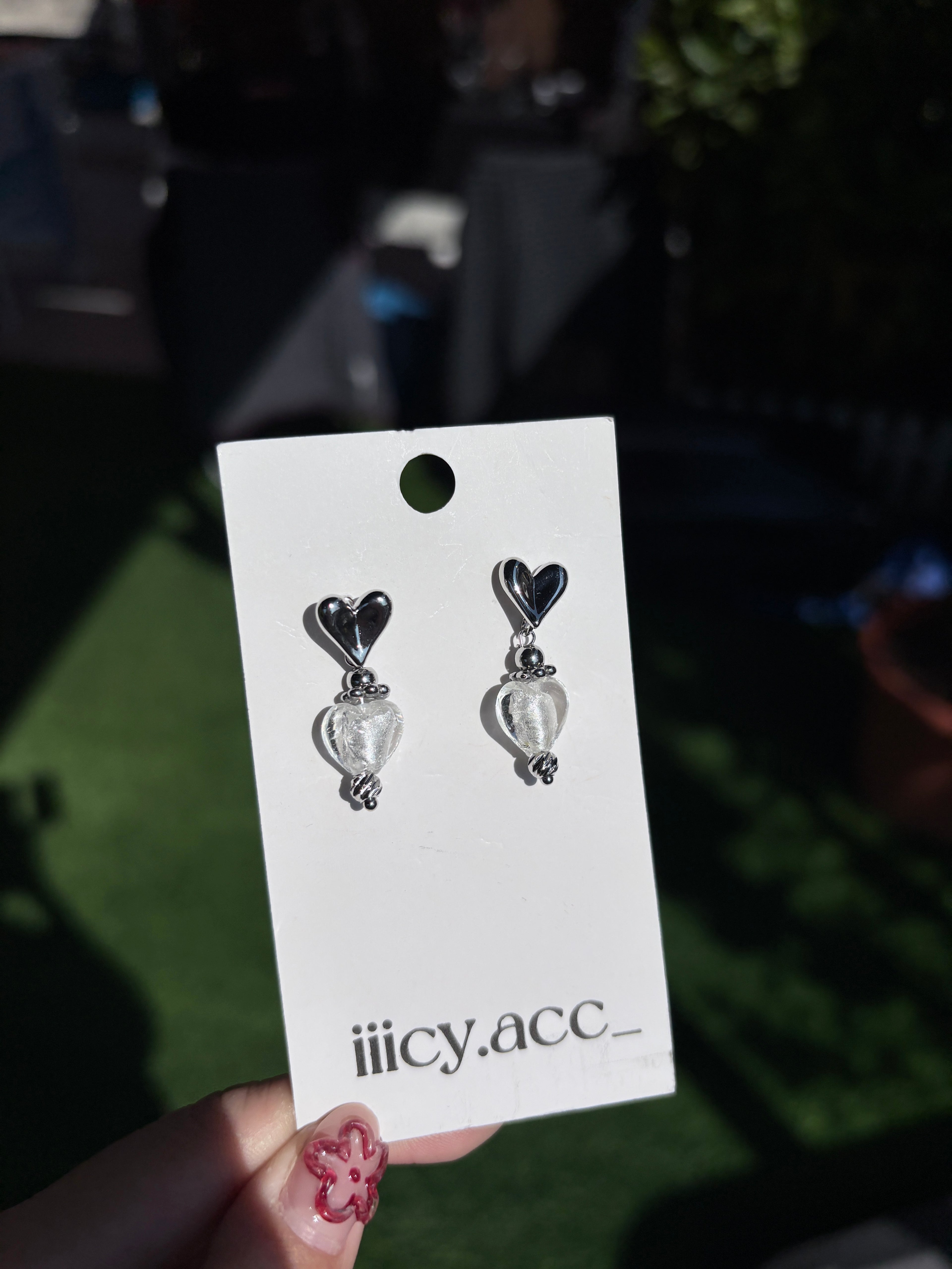 銀箔心。耳環